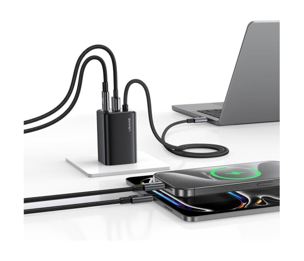 USAMS Ładowarka 65W GaN Fast Charger 1xUSB-C 1xUSB-A  /kabel USB-C czarna - 1471729 - zdjęcie 5